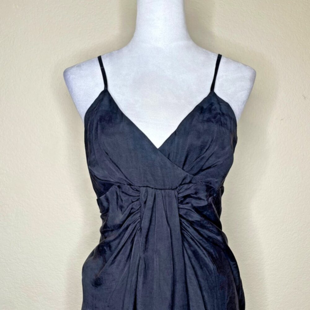 Zara Women's Black Draped Sleeveless Adjustable Strap Midi Dress Sz Medium - Picture 4 of 13
